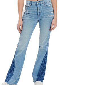 AMERICAN EAGLE Womens Super High-Waisted Flare Jeans Floral Paisley 18 Short